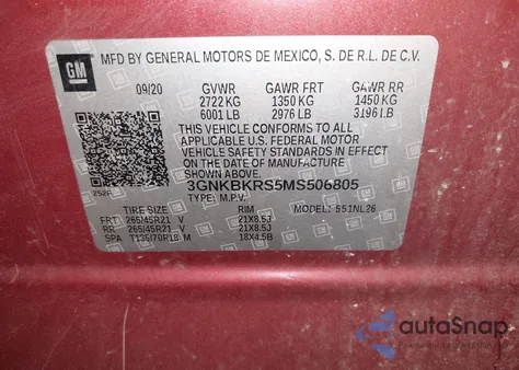 2021 Chevrolet Blazer Awd Rs from USA, damaged, VIN 3GNKBKRS5MS506805